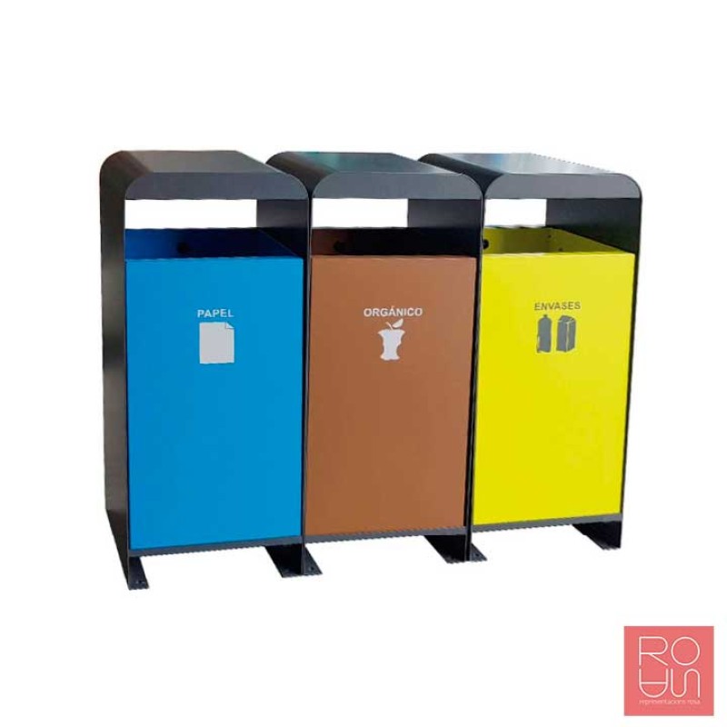 Paperera Metàl·lica Hèlix frontal de fusta